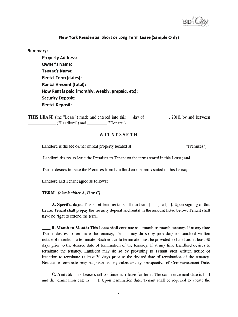 Rider To Lease Agreement Template
