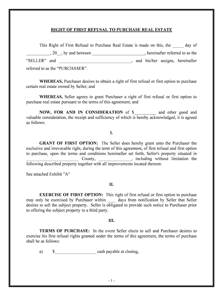Right of First Refusal Agreement Template