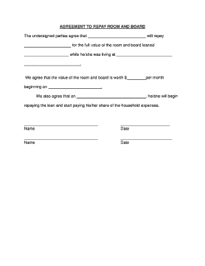 Room and Board Agreement Template for Parents