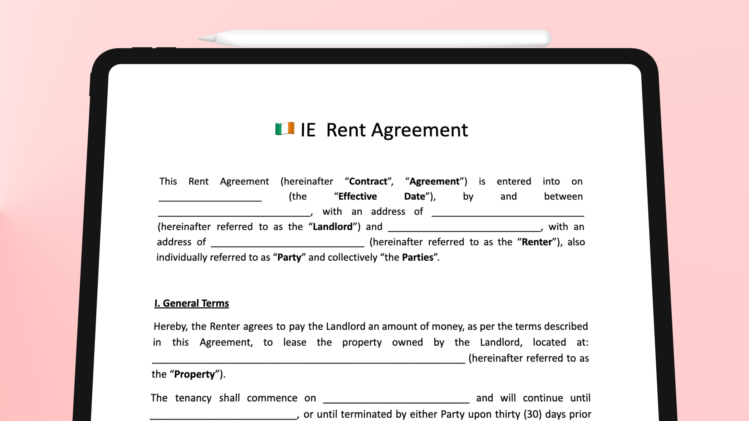 Room Rental Agreement Template Ireland