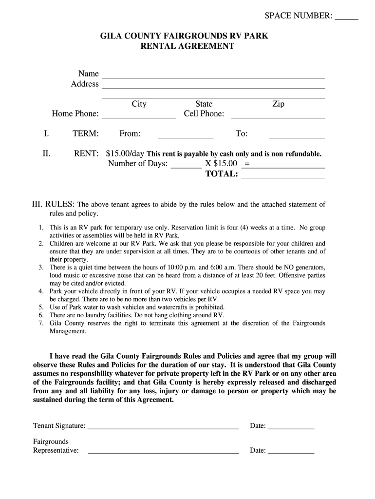 Rv Site Rental Agreement Template