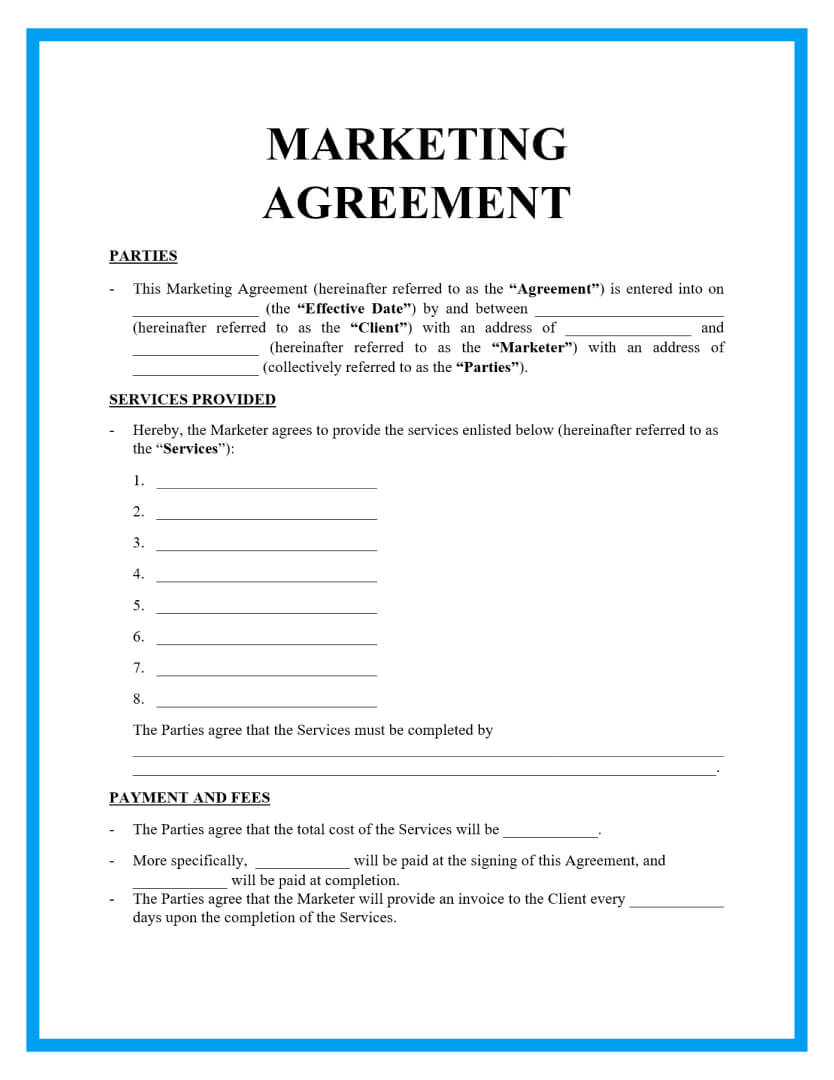 Sales and Marketing Agreement Template