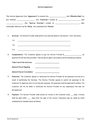 Sales And Service Agreement Template