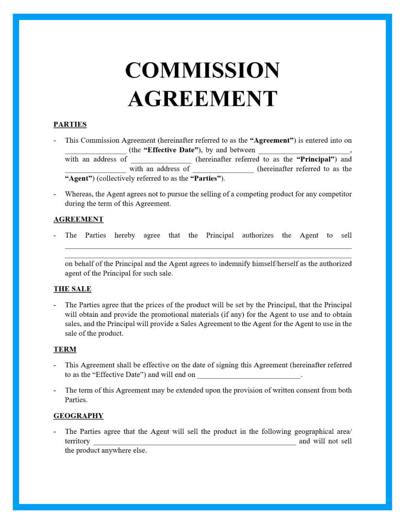 Sales Rep Commission Agreement Template