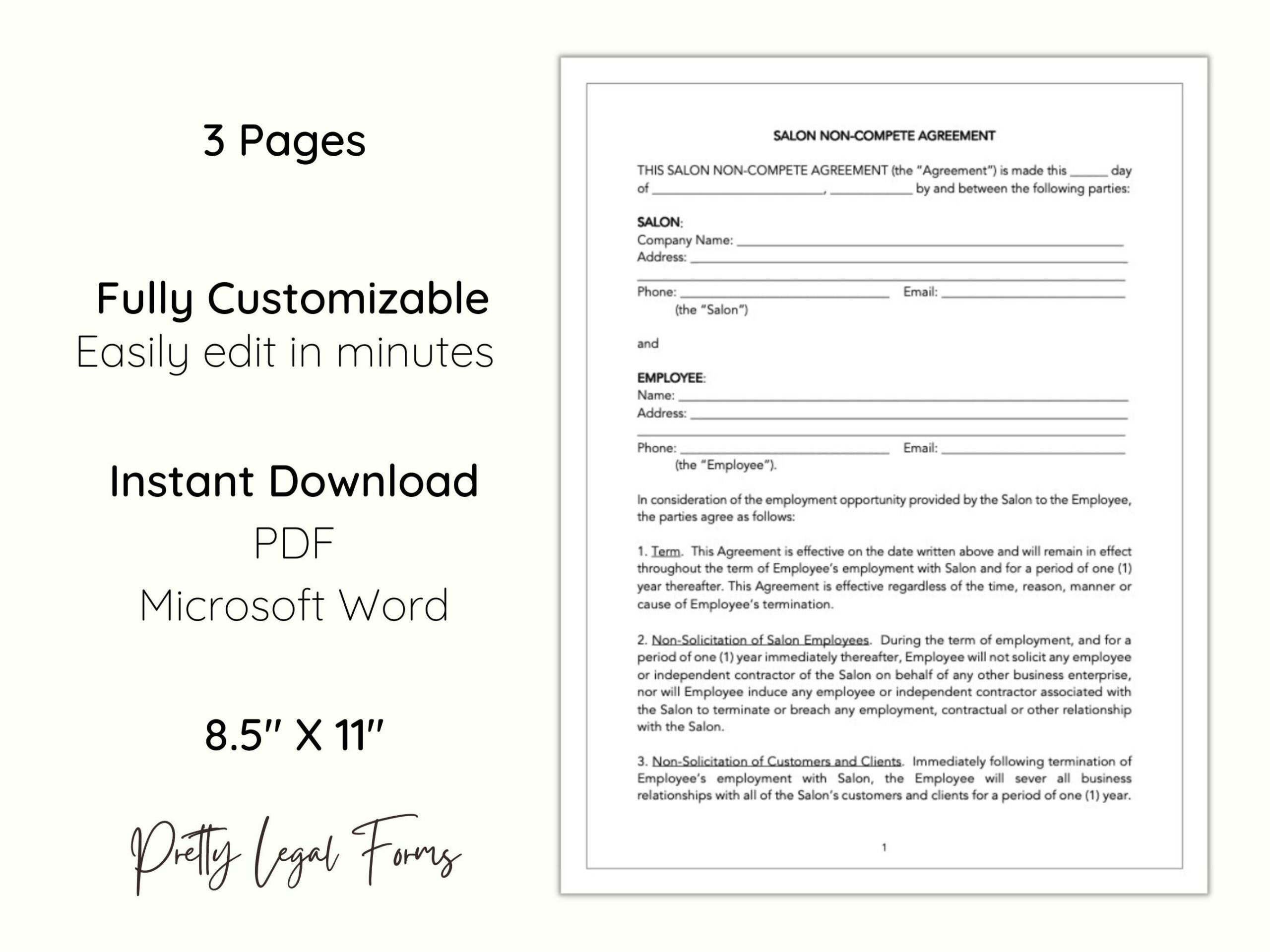 Salon Non Compete Agreement Template