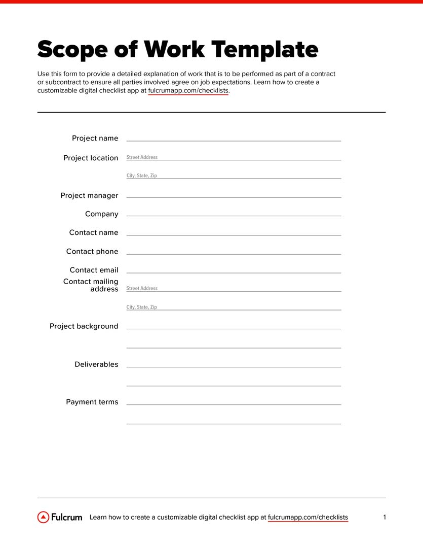 Scope of Work Agreement Template