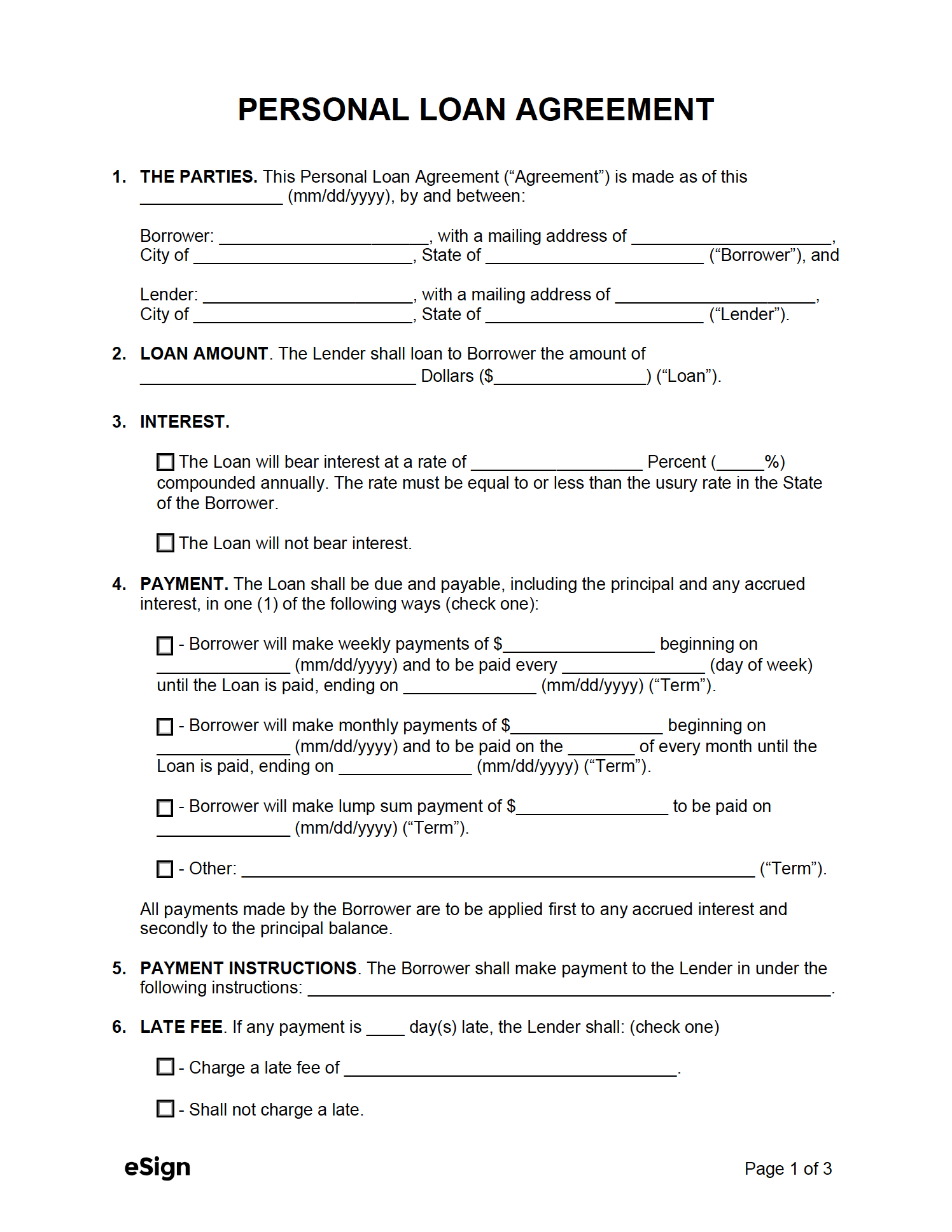 Secured Personal Loan Agreement Template