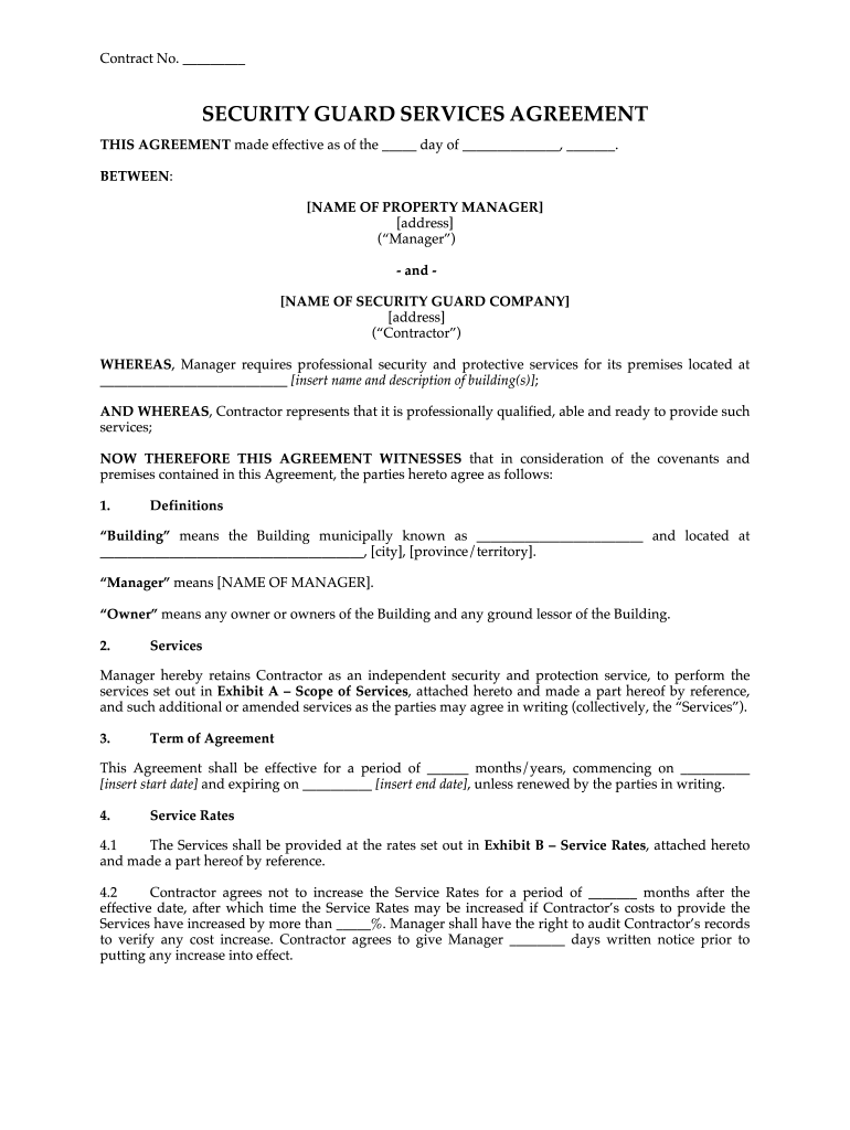 Security Guard Service Agreement Template