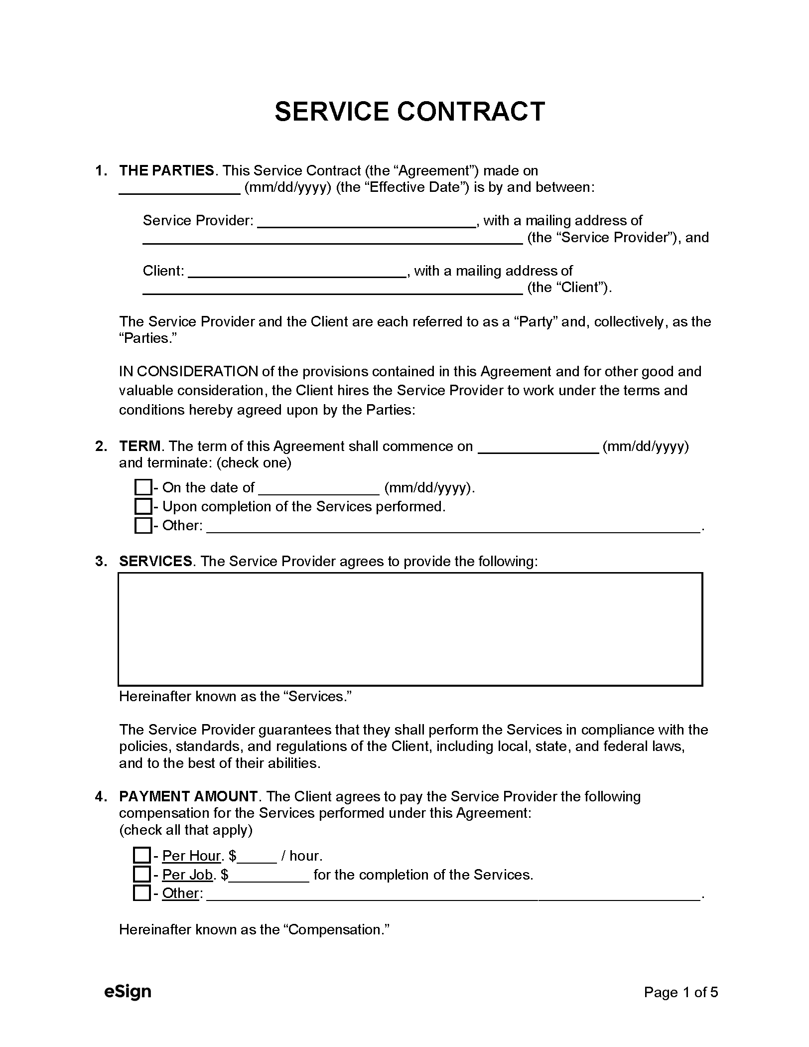 Service Agreement Template Between Two Parties