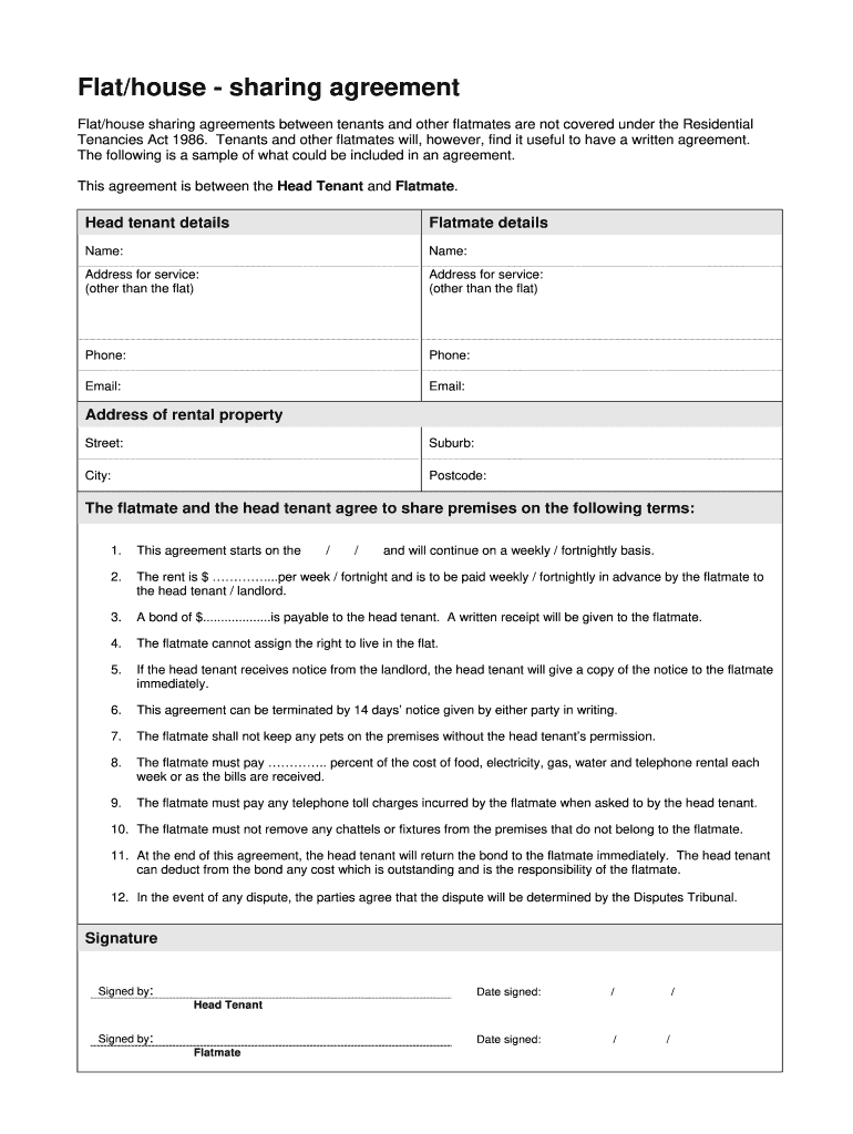 Share House Rental Agreement Template