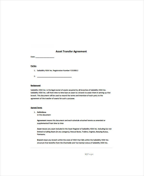 Simple Asset Transfer Agreement Template