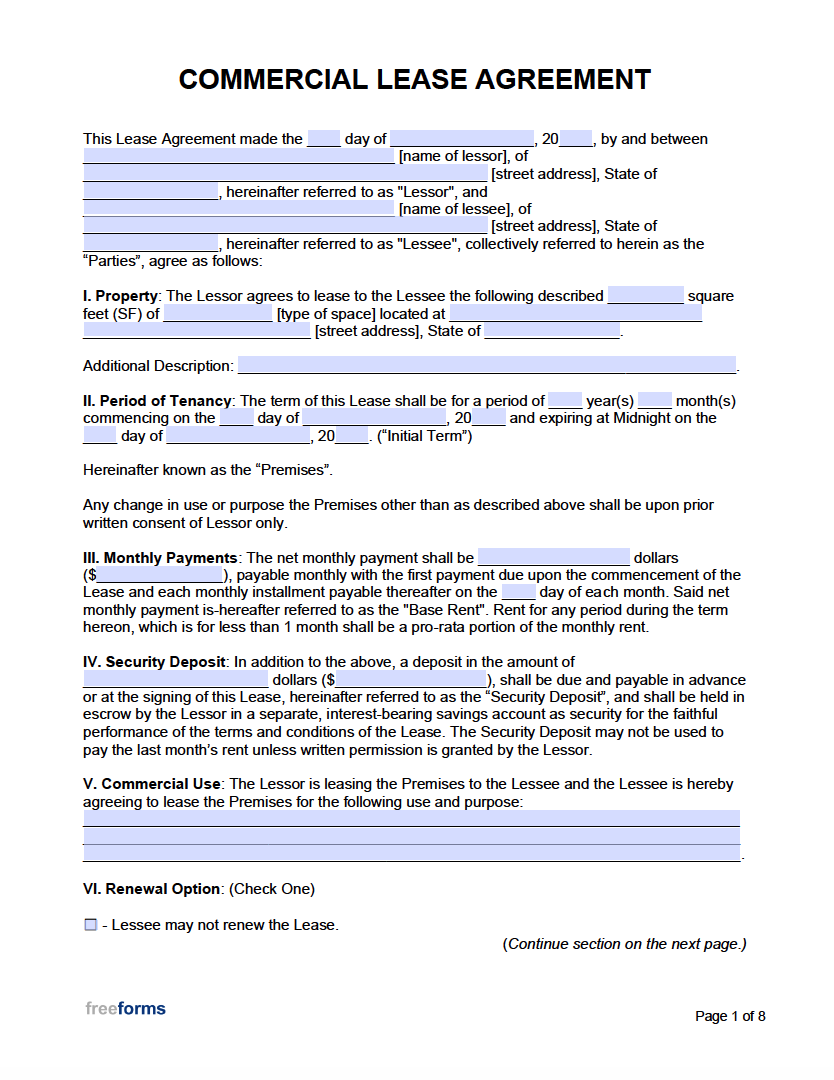 Simple Commercial Lease Agreement Template