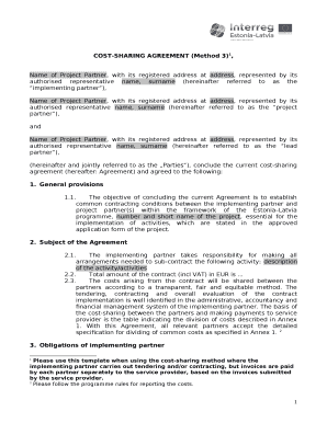 Simple Cost Sharing Agreement Template