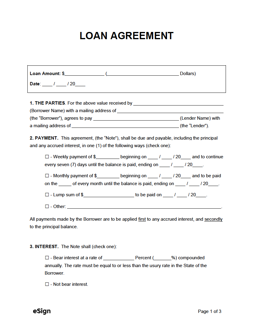 Simple Interest Loan Agreement Template