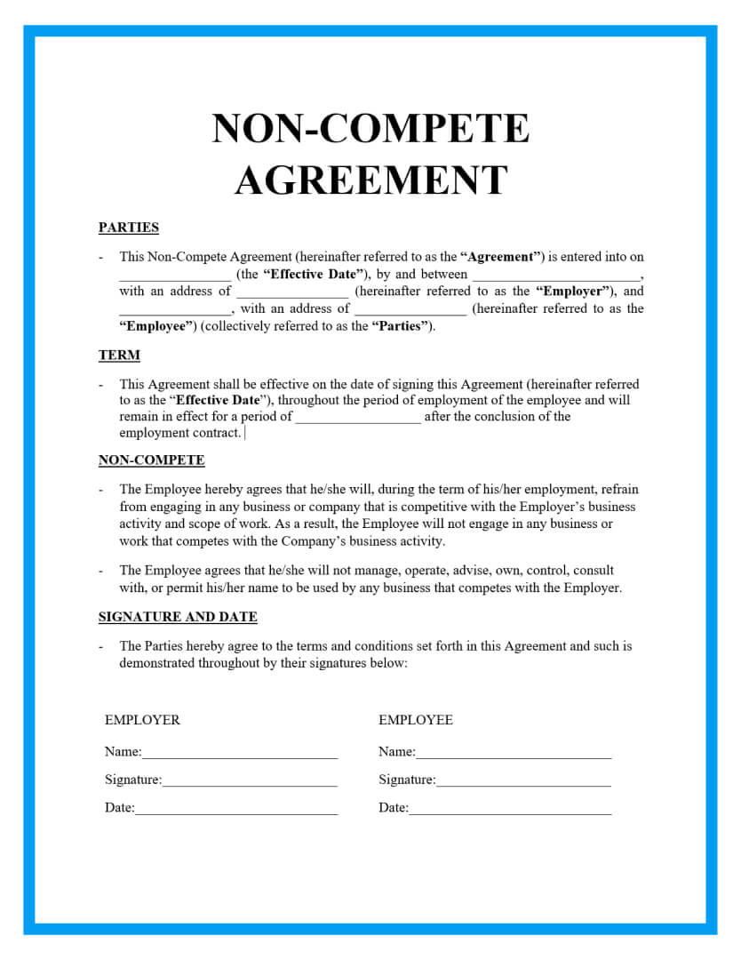 Simple Non Compete Agreement Template