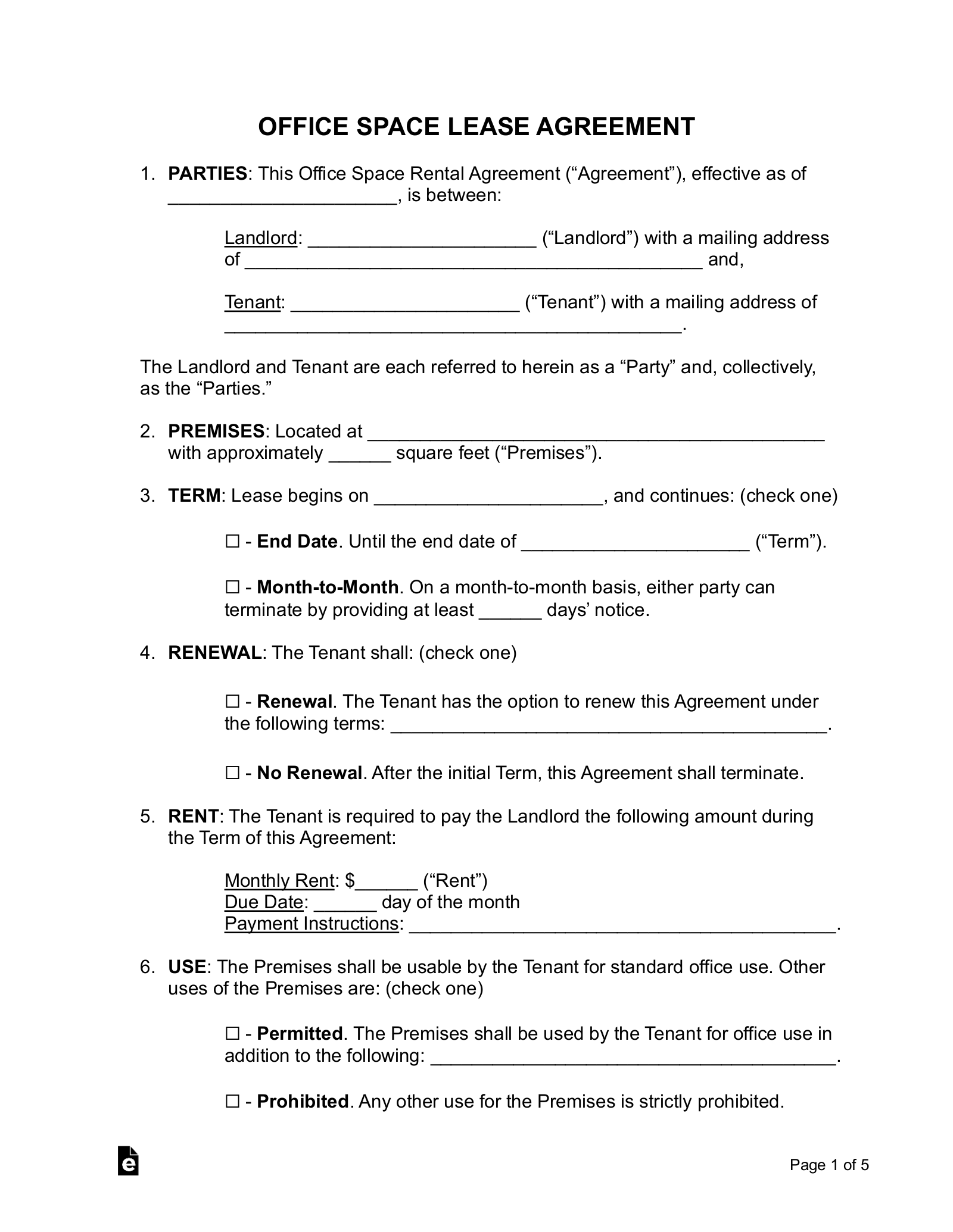 Simple Office Lease Agreement Template