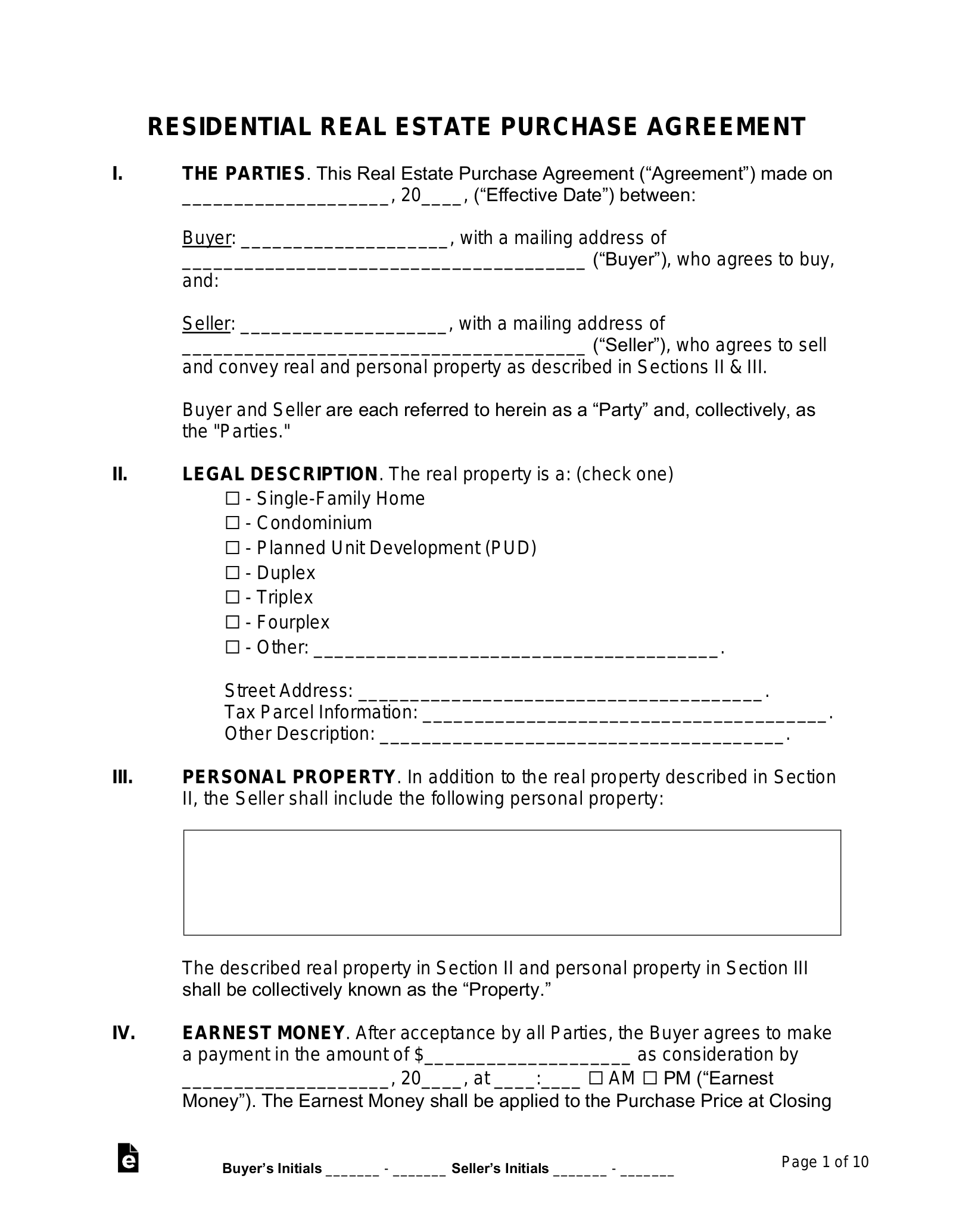 Simple Purchase and Sale Agreement Template