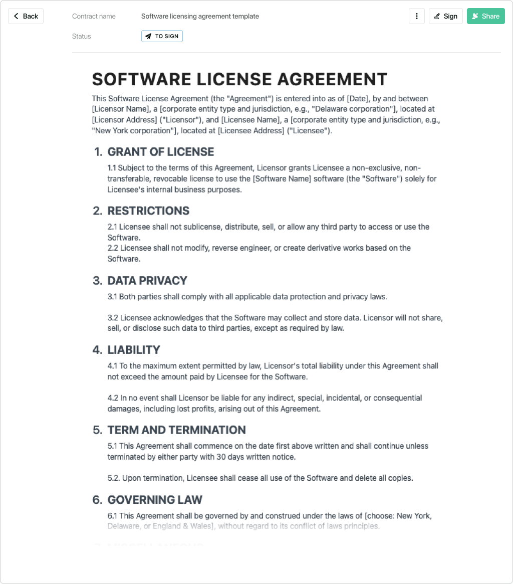 Software Product License Agreement Template