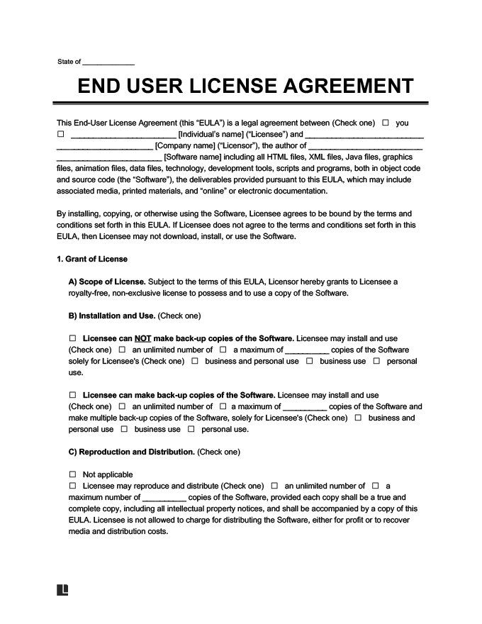 Software User License Agreement Template