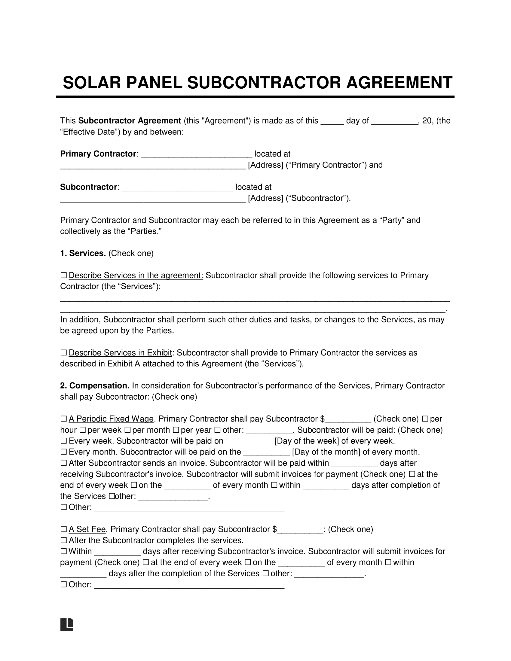 Solar O&M Agreement Template