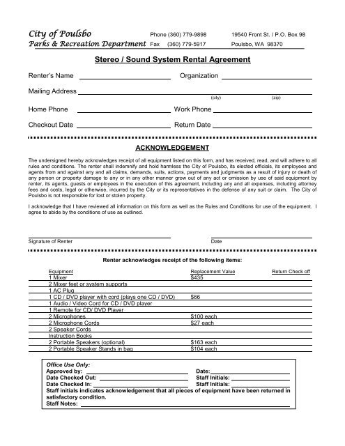 Sound System Rental Agreement Template
