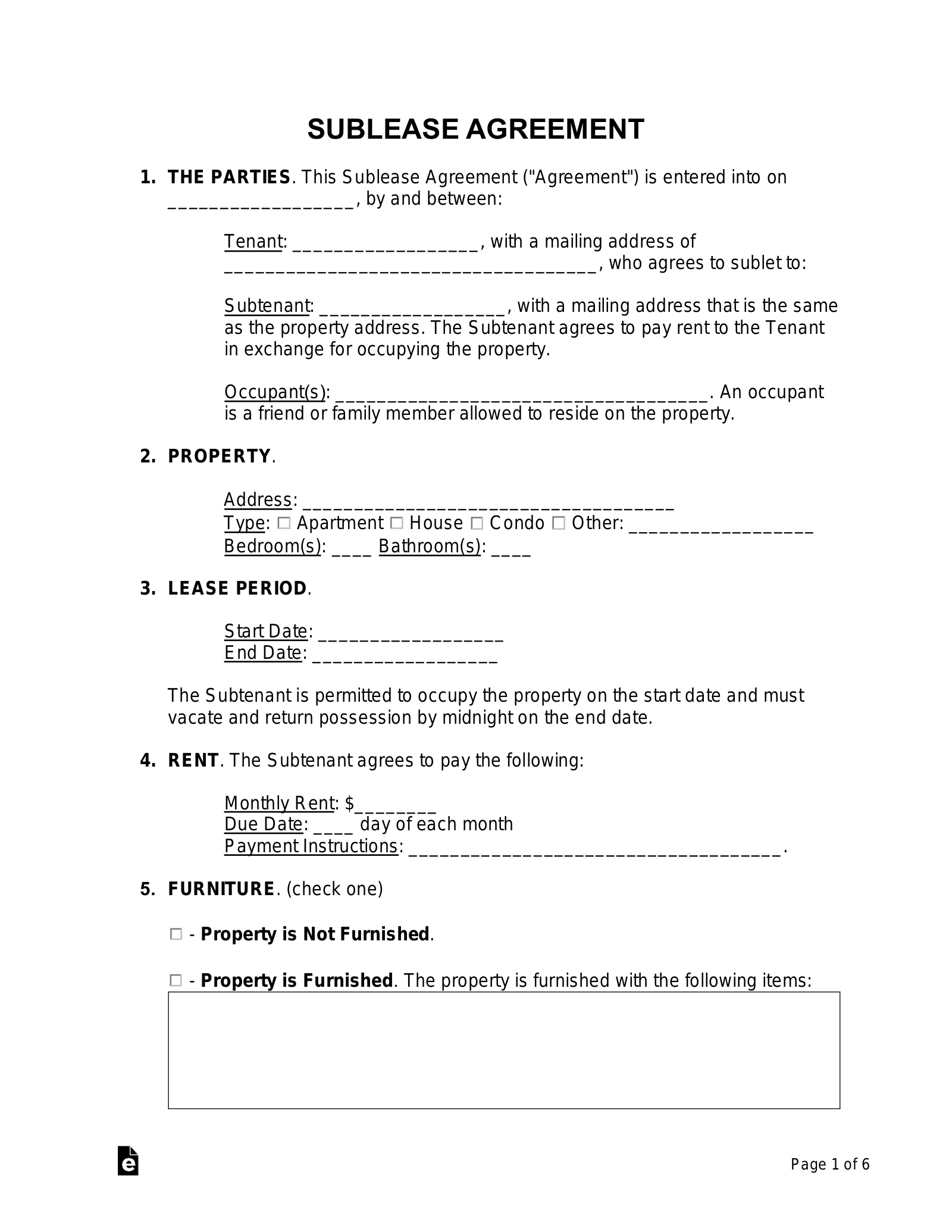 Sub Letting Tenancy Agreement Template