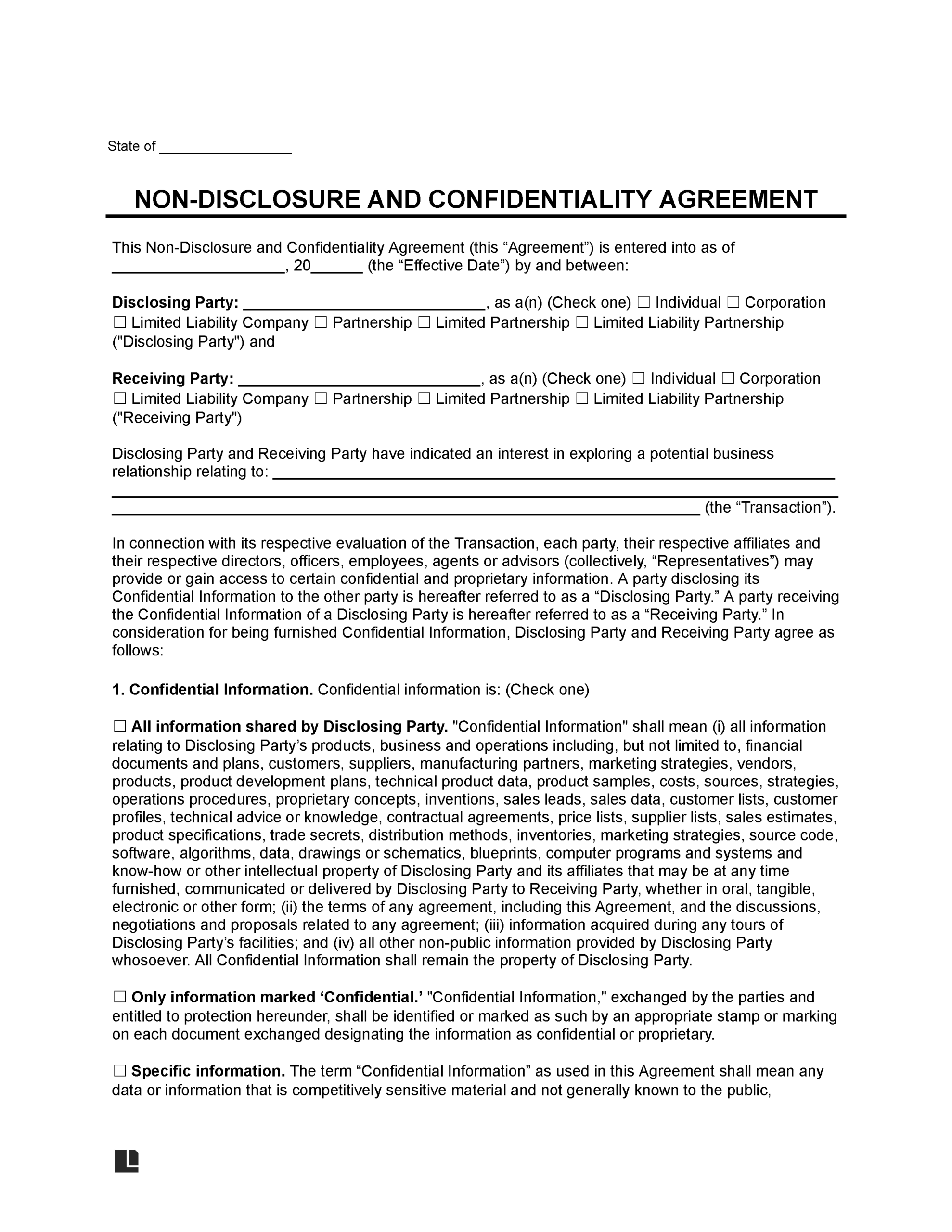 Supplier Non Disclosure Agreement Template