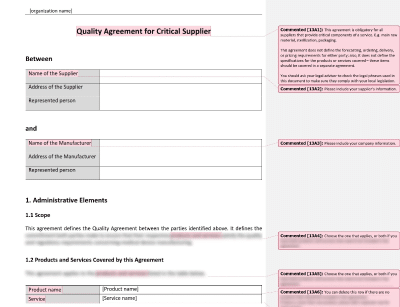 Supplier Quality Agreement Template Iso 13485