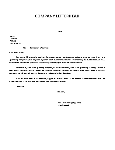 Termination Of Service Agreement Template