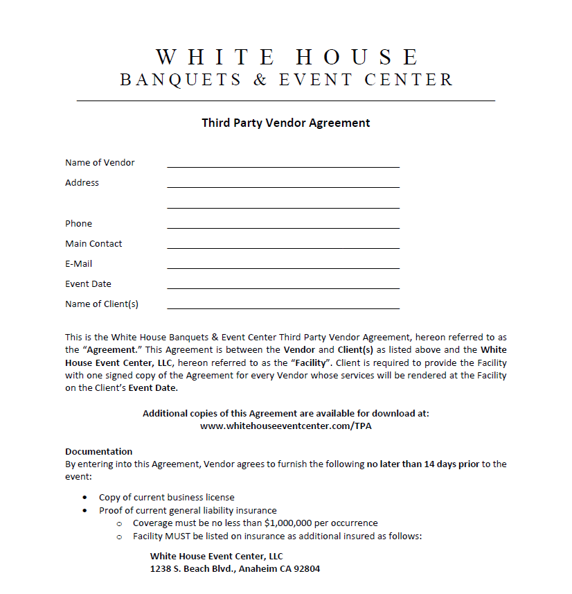 Third Party Vendor Agreement Template