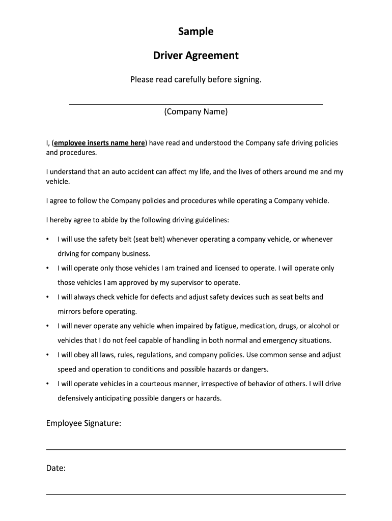 Truck Driver Employment Agreement Template
