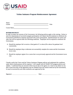 Tuition Reimbursement Payback Agreement Template