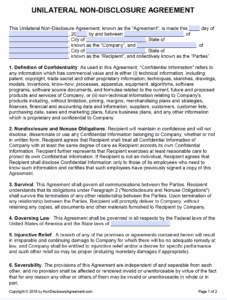unilateral-non-disclosure-agreement-template
