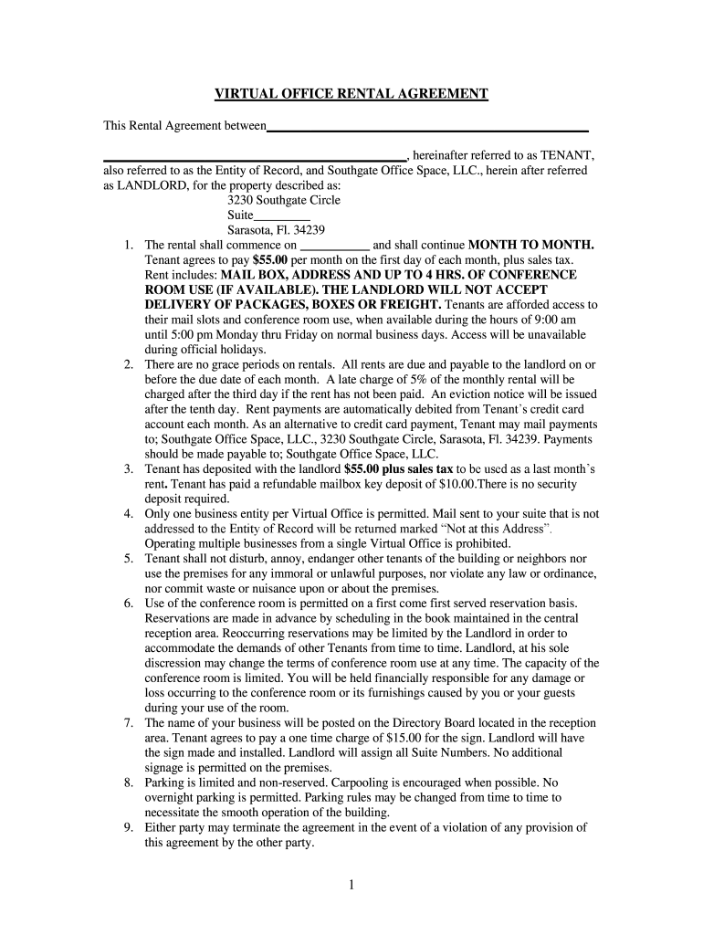 Virtual Office Lease Agreement Template